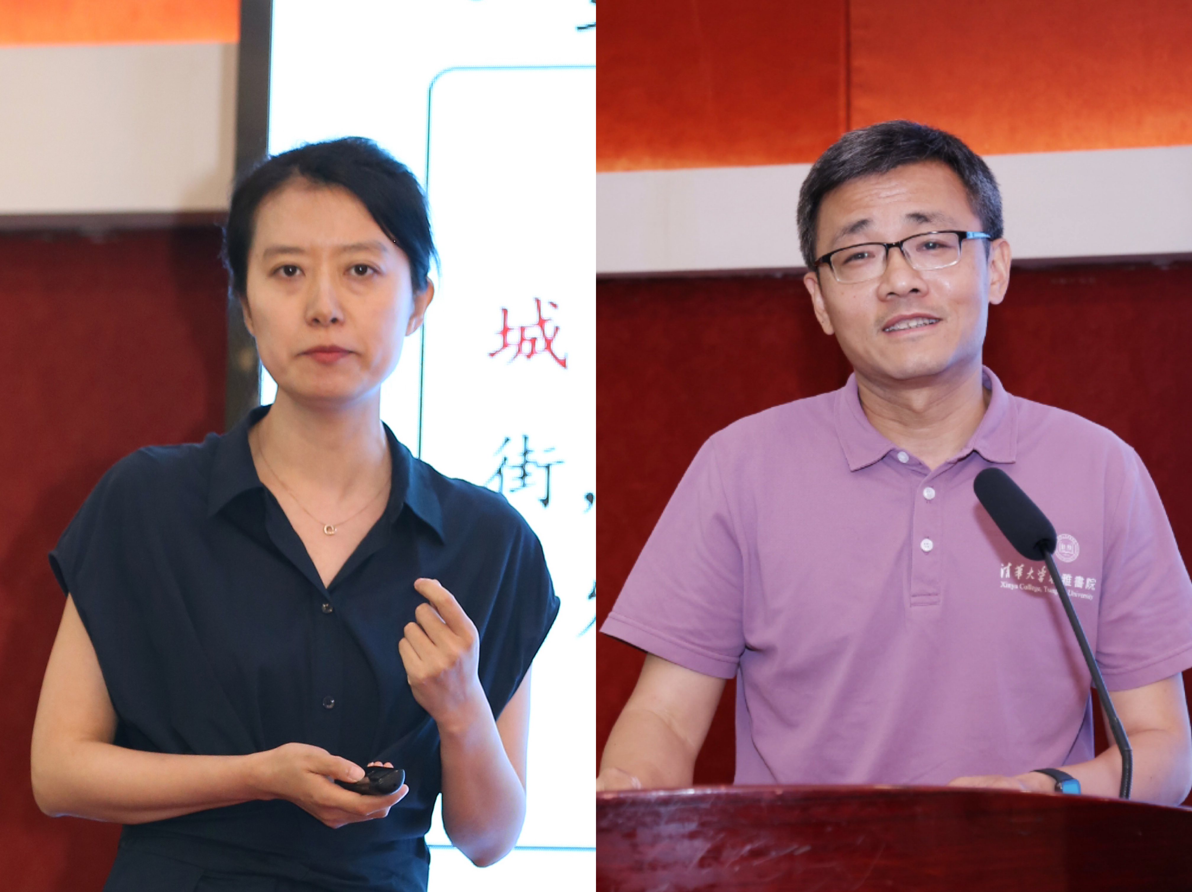 20240511-w88优德中文版官网第十三届青年教师教学沙龙暨教改项目中期交流研讨会-董瑞林-郭璐(左)带来教学示范课,梅赐琪(右)进行总结点评.jpg