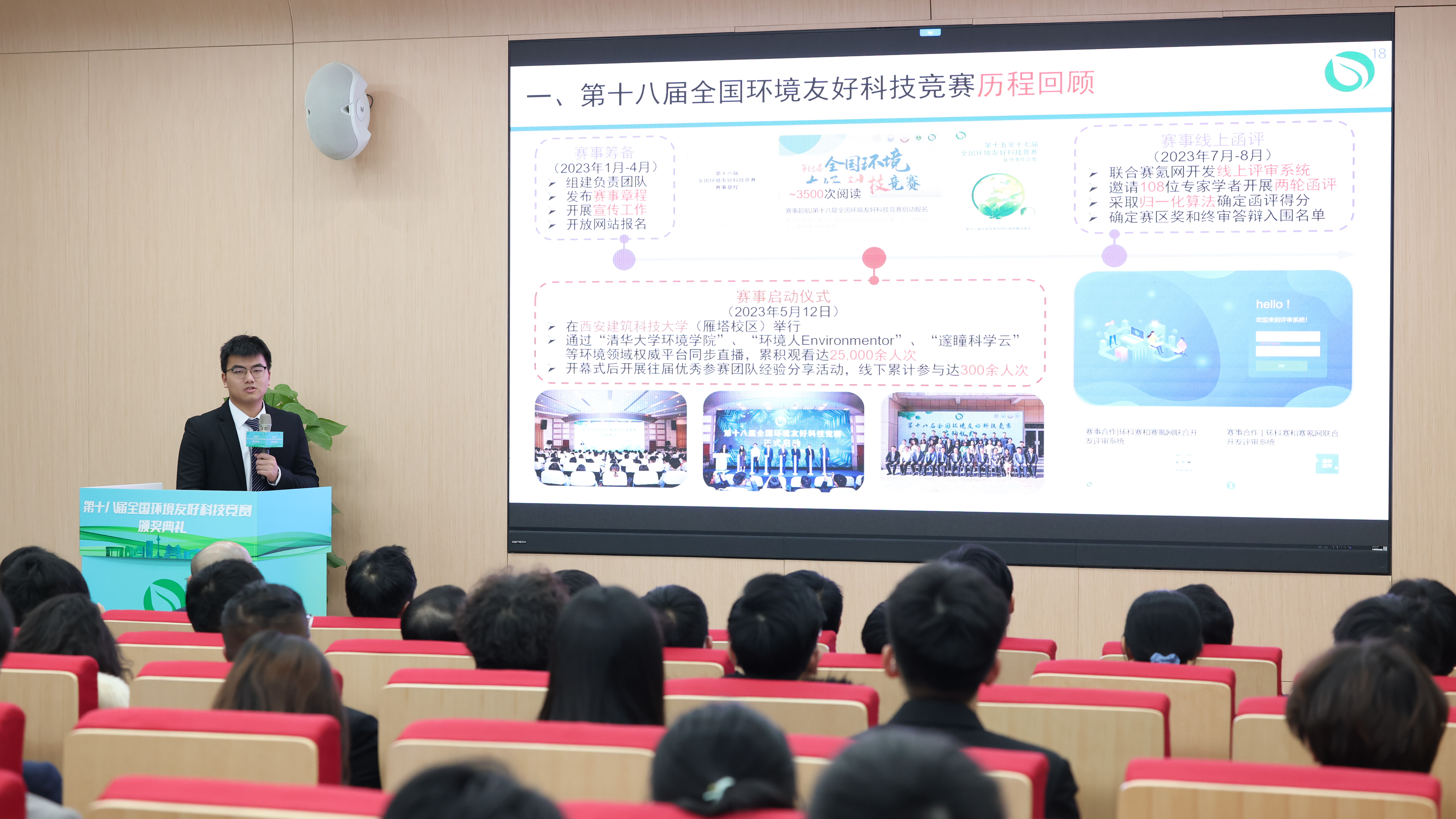 20231223-第十八届全国环境友好科技竞赛颁奖典礼-艺绅-w88优德中文版官网环境学院邓思行同学汇报.JPG